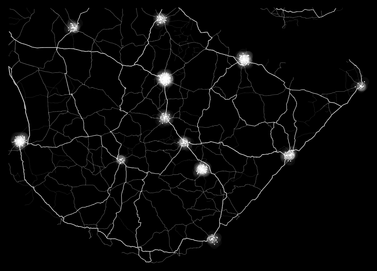 The major road network of Saurashtra with all 650 Times Media sites marked
